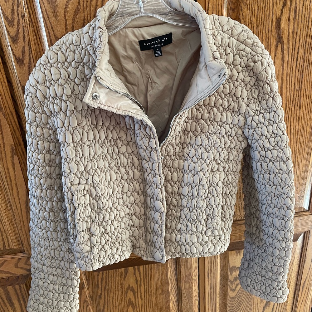 Current Air Textured Cream Puffer Jacket